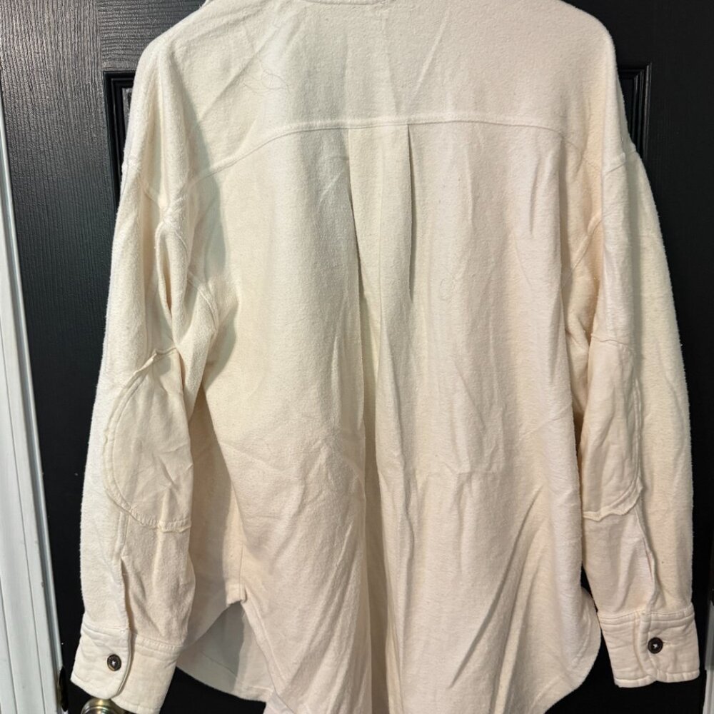Womens Aerie Flannel Button Down Cream Color Extra Small - Picture 4 of 4